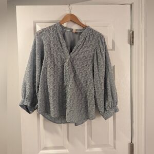 PILCRO at Anthropologie, duck egg blue button down. Size M